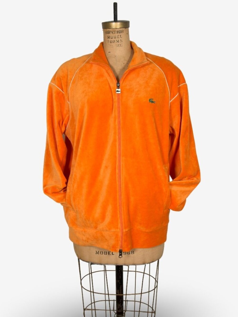 Lacoste L!VE Zippered Velvet Neon Orange Sweatshirt Vest